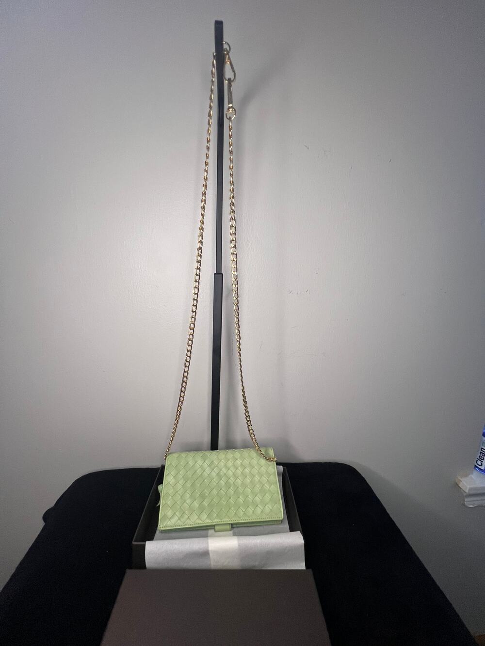 Bottega Veneta Intrecciato Leather Continental Wallet Light Green Box Auth Card